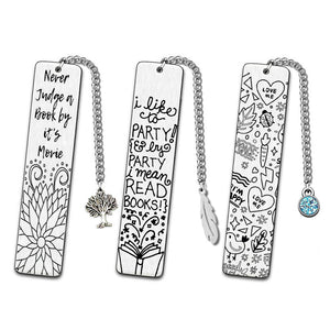 Stainless Steel Book Page Marker with Pendants (3 Pcs)