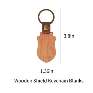 Wooden Shield Keychain Blanks (5 Pcs)