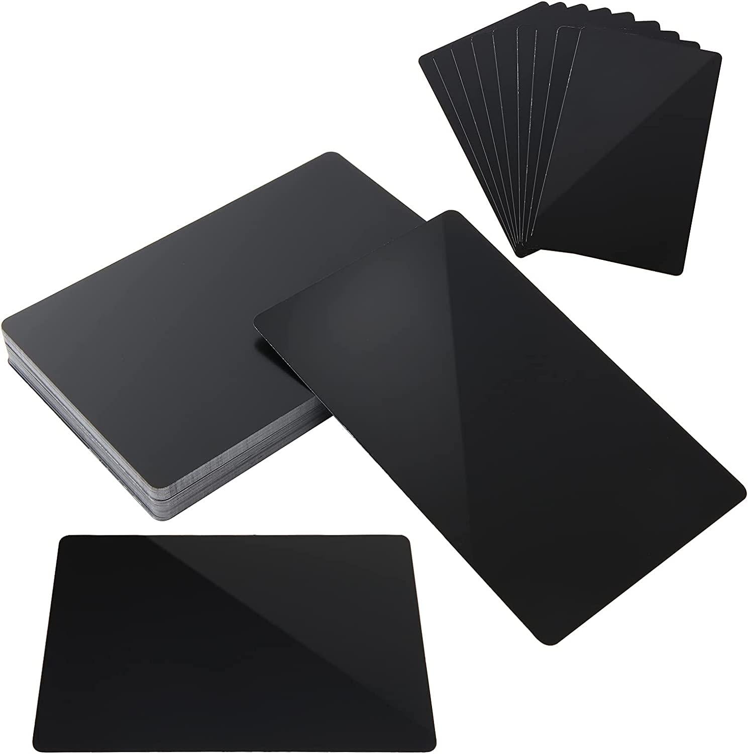 50Pcs Metal Business Cards Aluminum Laser Engraving Sheet Black