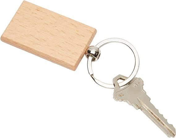 Wood Keychain Blanks for DIY Crafts, Rectangles