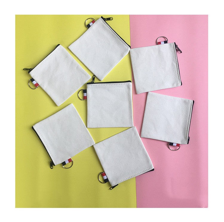 DIY Craft Bags: White Color Canvas Small Zipper Purses Pouches (7 Pcs)