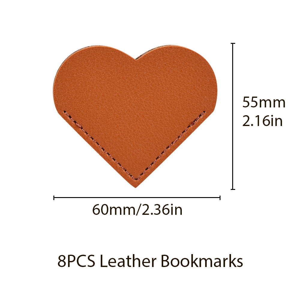 DIY Leather Heart Bookmark (8 Pcs) Size