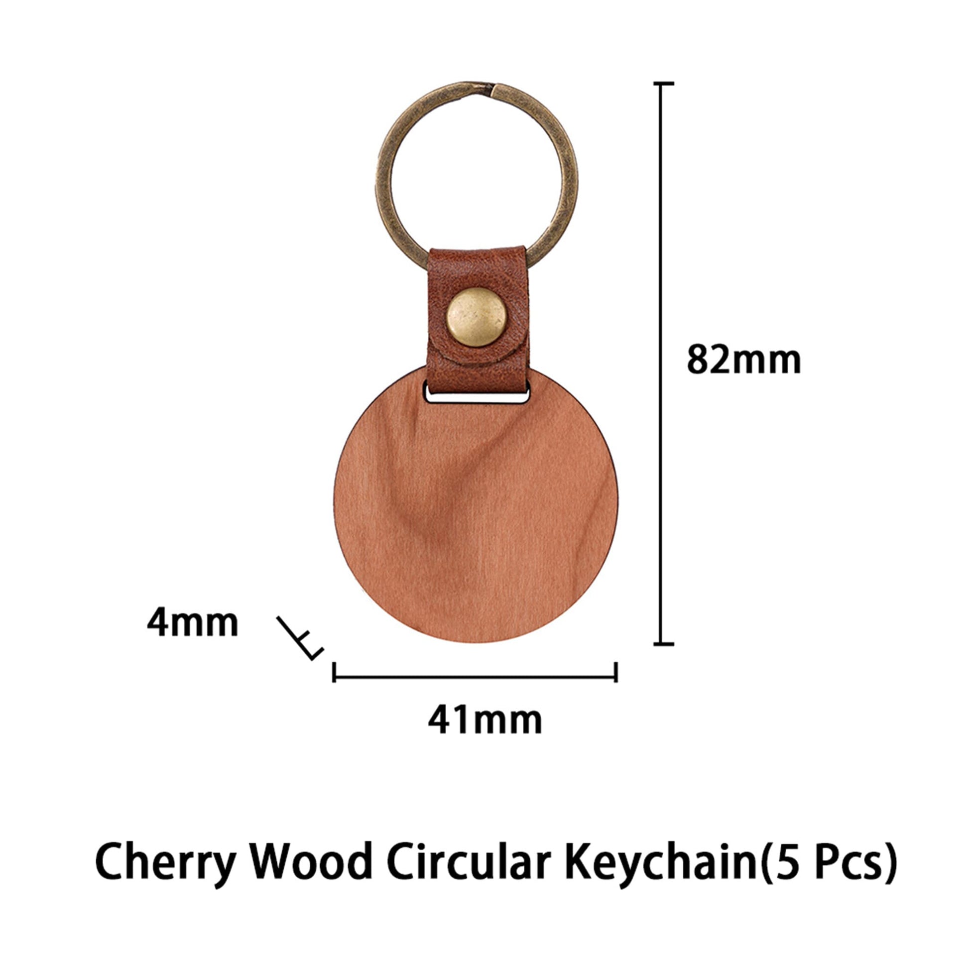 DIY Cherry Wood Circular Keychain (5 Pcs) Size