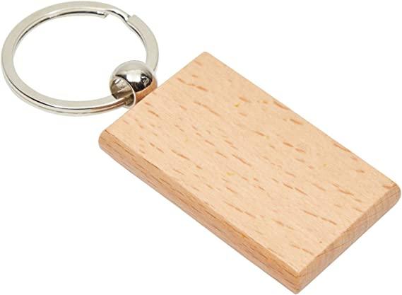 Wood Keychain Blanks for DIY Crafts, Rectangles(10 Pcs)